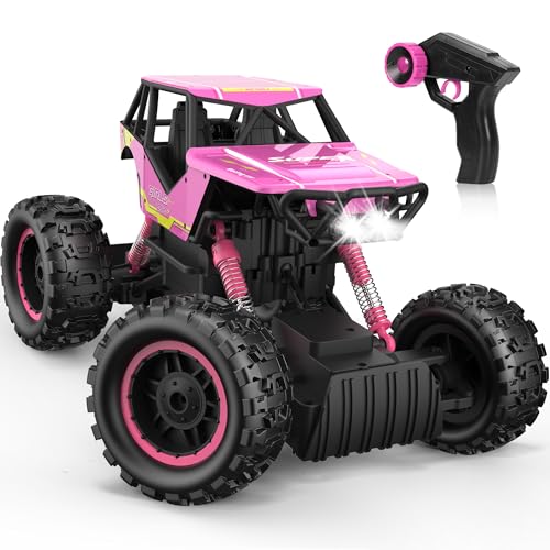 DOUBLE E 1:12 RC Monster Truck - 4WD Off-Road Remote Control Car, Dual Motors, Headlights, Rechargeable, Gift for Boys & Girls