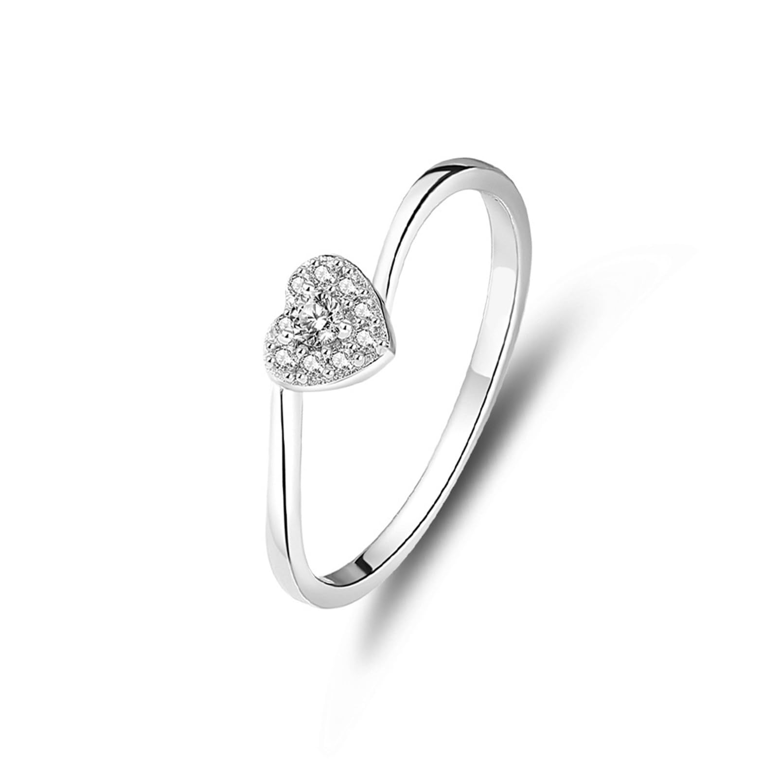 Anillo para mujer de oro con diamantes, anillos de boda, oro blanco, corazón, anillo de compromiso, anillo de aniversario