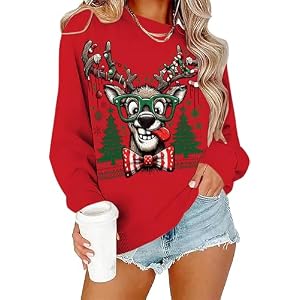 Geeky Reindeer Oversized Red Sweatshirt