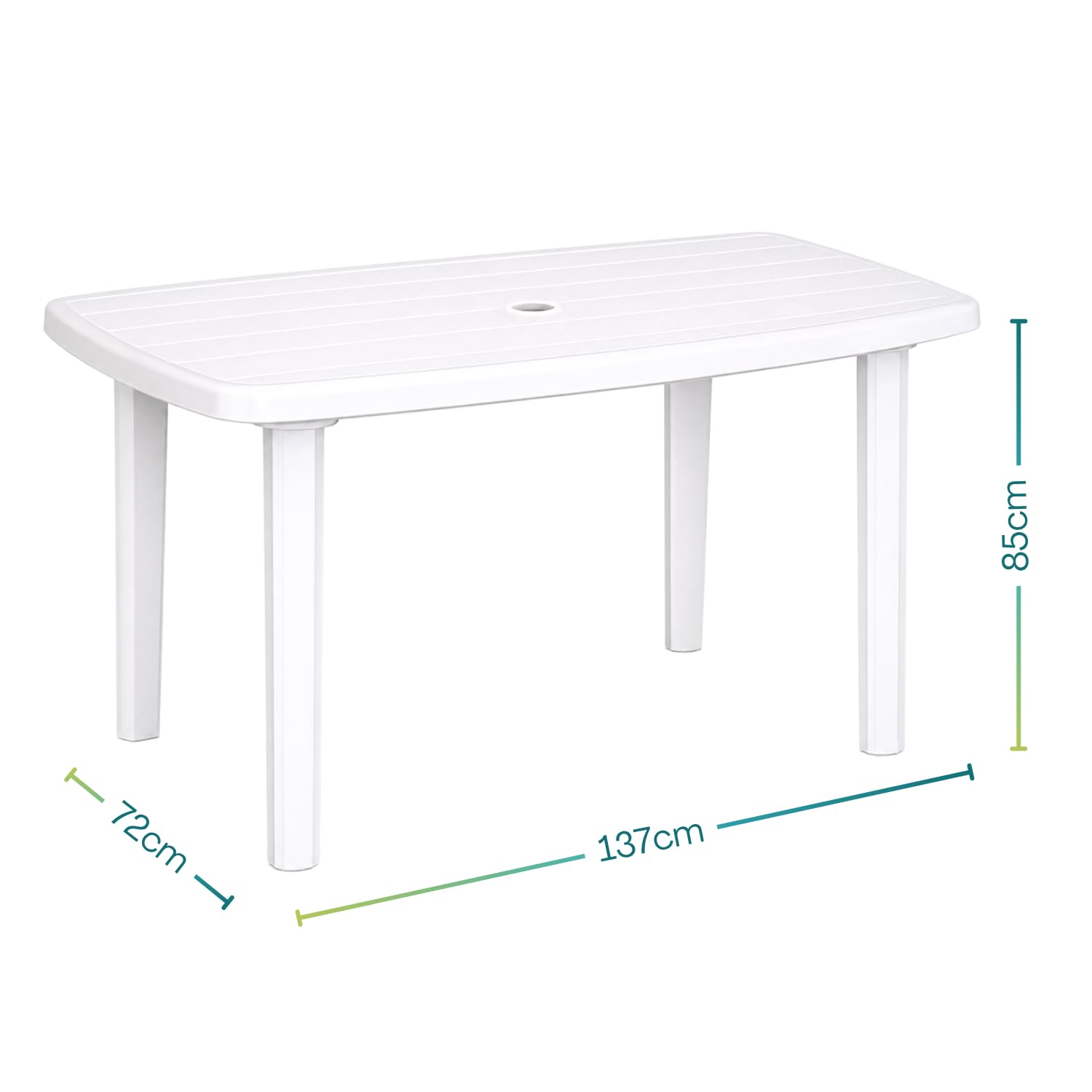 PALUPLUS Tavolo Ovale da Giardino in Plastica colore Bianco, Misura 136x84x72 cm, Tavolino con 4 Gambe in Polipropilene, Arredo per Esterno, Terrazzo, Balcone, Patio, Made Italy -FAR076