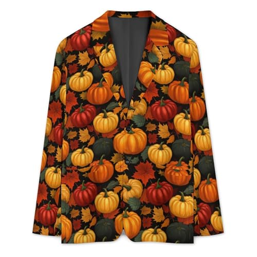 Pumpkin Autumn Leaf Mens Suit Jacket Lapel Blazers 2 Button Business Coat Tuxedo for Wedding Dinner3