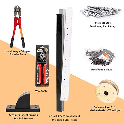 CityPost Steel Cable Railing System for Deck and Stair Handrails DIY