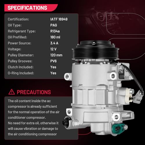 Image of BDFHYK 198334 Air Conditioning A /C Compressor with Clutch Compatible with Ram 1500 Classic V6 3.6L 2019-2023, Ram 1500 V6 3.6L 2014-2022