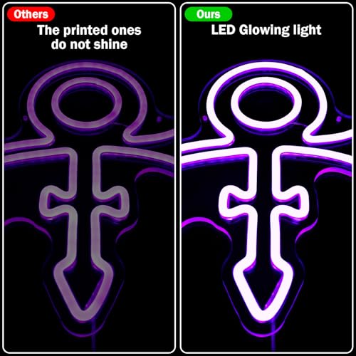 Image of Prince Symbol Neon Sign for Wall Decor Dimmable Led Prince Neon Light Sign for Bedroom Music Singer Themed Party Gift Prince Neon Light for Prince Birthday Party Decoration, purple