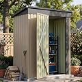 Patiowell 5x3 FT Outdoor Storage Shed with Floor Frame, Small Metal Sheds
