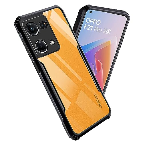 Image of A rtistque Clear Hard Transparent Acrylic Armor Anti-Drop Shockproof TPU Edge Back Cover Case for Oppo F21 Pro 4G - Black