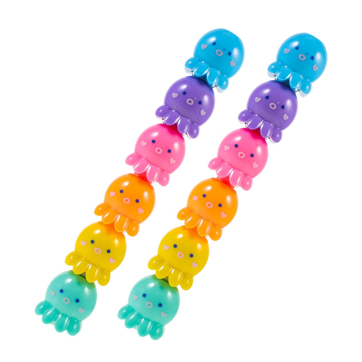 TEHAUX 2 Set Mini Evidenziatori Fluorescenti Polpo Penne Colorate Impilabili per Scrittura e Pittura Palmo-friendly per Studenti