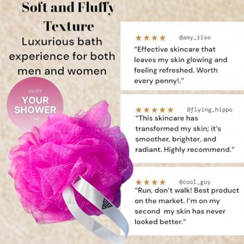 Image of QBZ Large Bath Loofah Sponge Scrubber Exfoliator for High Lather Cleansing (PINK, 1 Count (Loofah Pauch& Loofah))