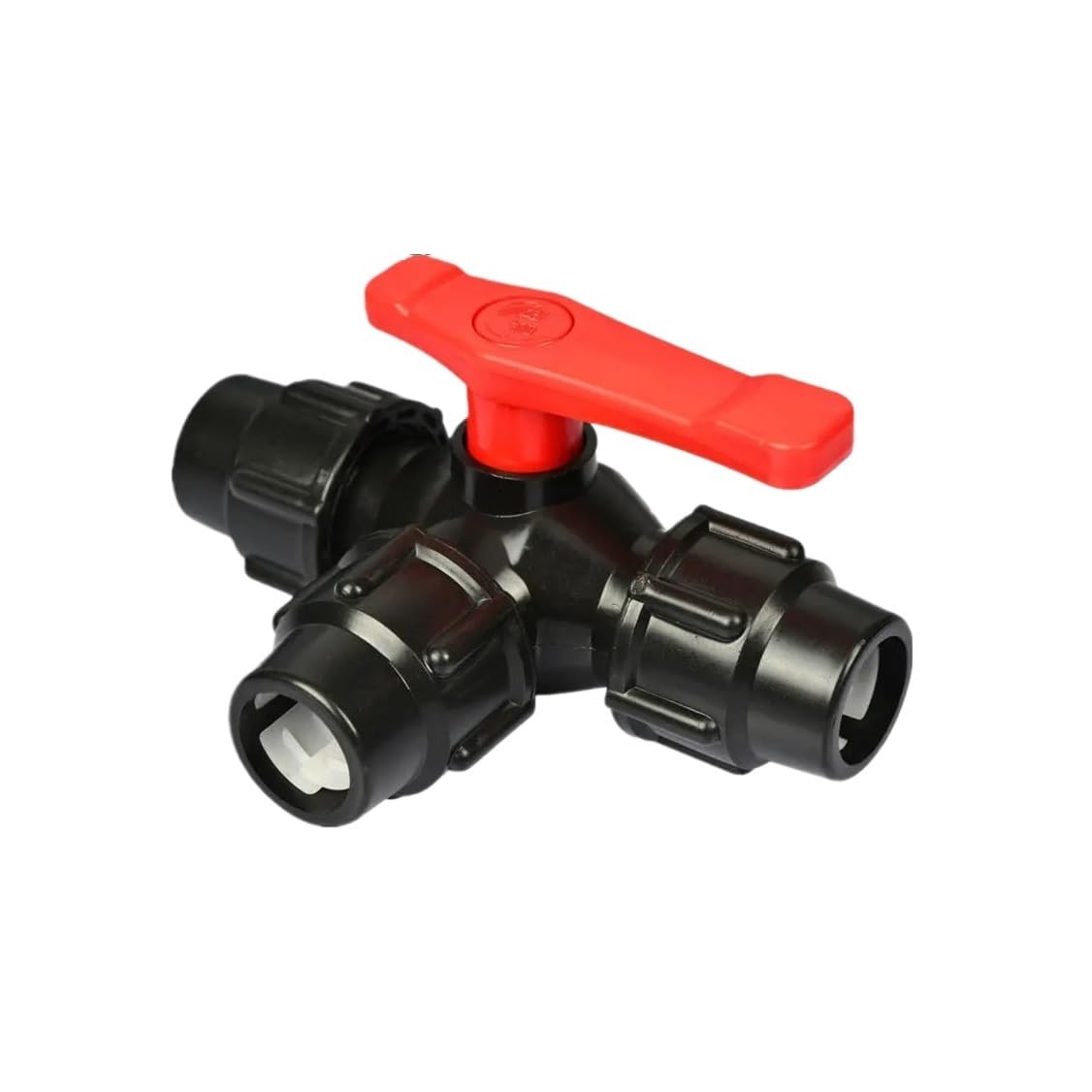1 valvola di collegamento rapido a tre vie in PE, tipo T, valvola for tubi in plastica, 20/25/32/40/50/63 mm, for irrigazione agricola da giardino.(Black,63mm)