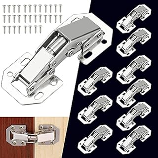 BUZIFU Cabinet Hinges 10 Pcs Cupboard Door Hinge 90 Degree Hidden Hinges Concealed Furniture Hinges Soft Close Hinges Easy Installation Hinges with Screws for Drawer Window Cupboard Cabinet Door