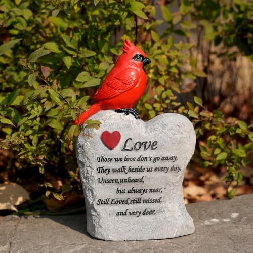 Jiasku Cardinal Decor Garden Decor Red Cardinal Memorial Stones for Loved Ones Cardinal Bird Figurine Garden Sculptures & Statues Outdoor Decor for Balcony Yard Lawn Pathway Walkway