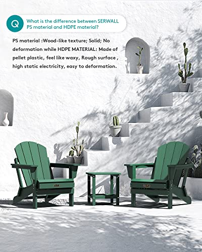 Serwall Folding Adirondack Chair Patio Chairs Outdoor Chairs Painted Adirondack Chair Weather Resistant For Patio Deck Garden, Backyard Deck, Fire Pit & Lawn Furniture Porch And Patio Seating- Green #TOP6