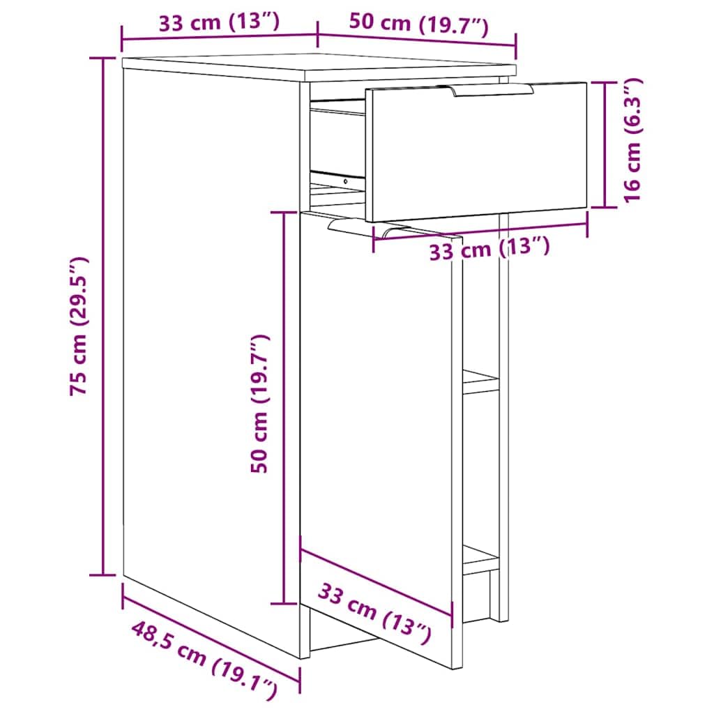 vidaXL Armario de Oficina Roble Negro 33 x 50 x 75 cm, Mueble de salón, Armario Rectangular, Moderno en Madera, práctico para organizar y Decorar el hogar