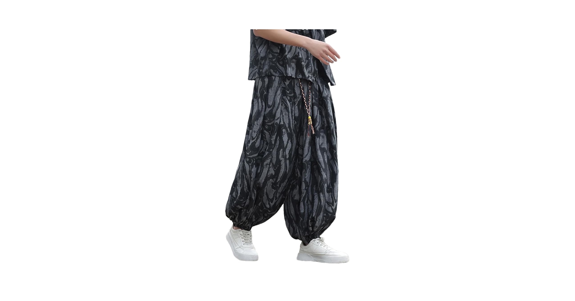 Men Wide-Leg Pants Vintage Harem Pants Hip Hop Harajuku Style