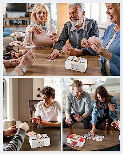 Artishion White 1-2 Deck Automatic Card Shuffler, Poker Shuffler Machine, Casino Card Electric Shuffler, Playing Card Mixer Shuffler For Uno, Blackjack, Poker, Omaha, Home Card Games #TOP1