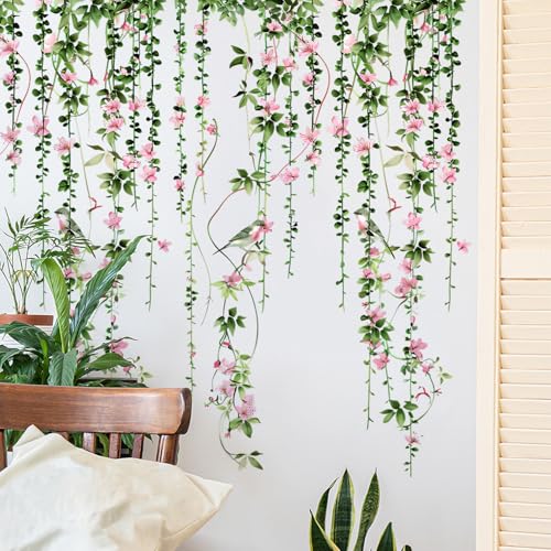 Vinilos decorativos de 4 hojas con enredaderas y flores miniatura 7