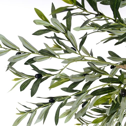 Olive Tree Artificial Plant 4FT. Artificial Olive Tree Mediterranean Silk Screened Broad-leaved Olive Tree with Realistic Fruit, Lifelike Plant Nordic Style Home Aesthetic Hotel Decor