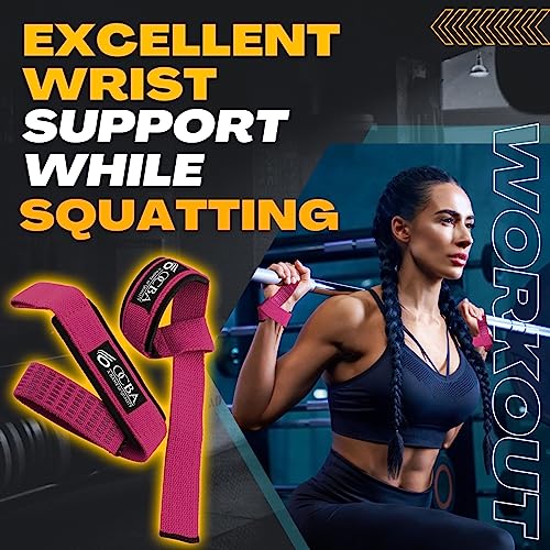 OCBA Wrist Straps Wraps for Weightlifting Heavy Duty Wrist Wraps Cotton Padded Gym Wrist Supports Bodybuilding Powerlifting Fitness Grips One Size Fits All with Thumb Support (Pink) - Image 4