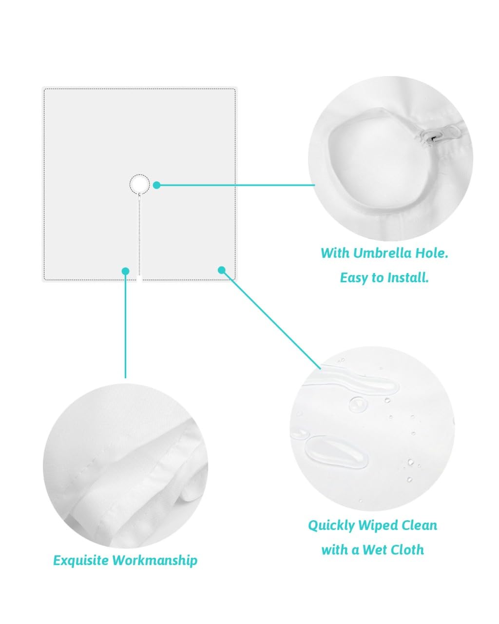 Square Table Cloth with Umbrella Hole,Laundry Washing Machine Clothes on White Zippered Tablecloth Spillproof Waterproof Tablecloths,Wash Dry Fold Repeat Patio Table Cloths for Picnic Party 54x54in : Patio, Lawn &
