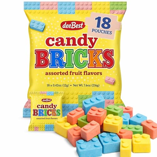 Dee Best Candy Bricks Building Brick Candy Assortment - 18 Party Favor Bags Assorted Fruit Flavors Fun for All Ages Make Your Event Sweet with These Irresistible Party Favors