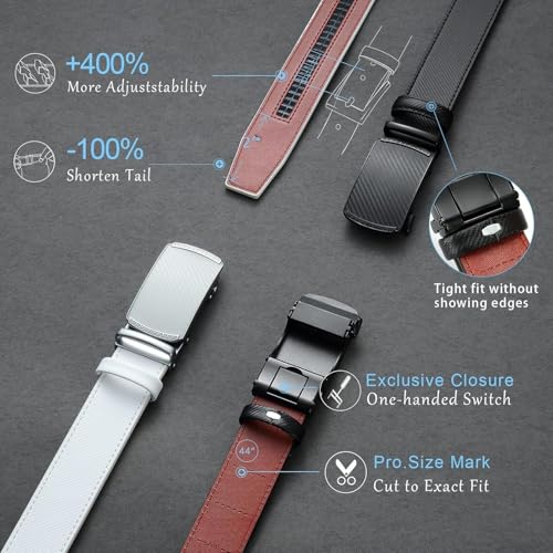 2PCS Cut-to-Size 1 3/8" Genuine Leather Belt Men Classic Dress Executive Black Gift Box2