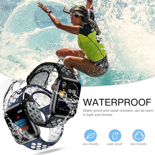 Image of Adorve 4 Pack Sport Bands for Apple Watch 49mm 41mm 40mm 38mm 45mm 44mm 42mm for Women Men, Durable Breathable Soft Silicone Replacement Wrist Strap for iWatch Ultra SE Series 8 7 6 5 4 3 2 1, S /M M /L
