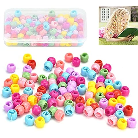 STCRERAG 100 Stücke Mini Haarspangen Haarklauenclips Bunte Perle Haar Klammer Clips Haar Nadeln Schellen Haargreifer Kleine Haarspangen Kunststoff Haarklammern Haarklammer Cover