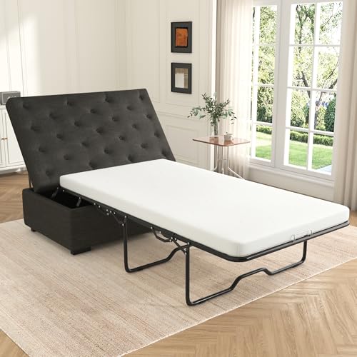 LUMISOL Folding Ottoman Sleeper Chair Bed with Mattress, 49.6