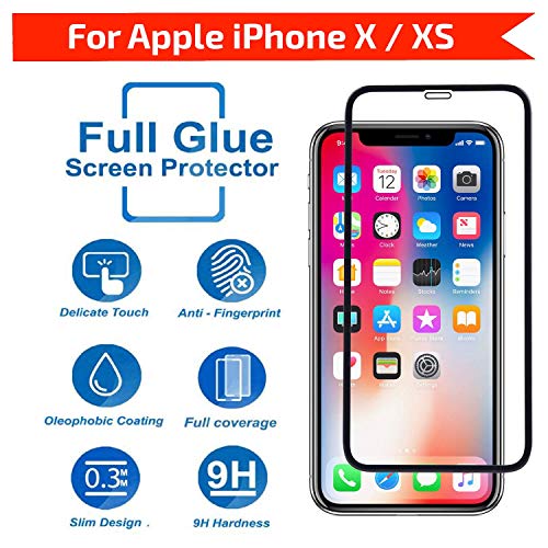 Image of STP FEEL Premium Tempered Glass Screen Protector Guard for iPhone X /XS /11 Pro (Black, Pack of 1) - Edge to Edge Coverage, Easy Installation Kit
