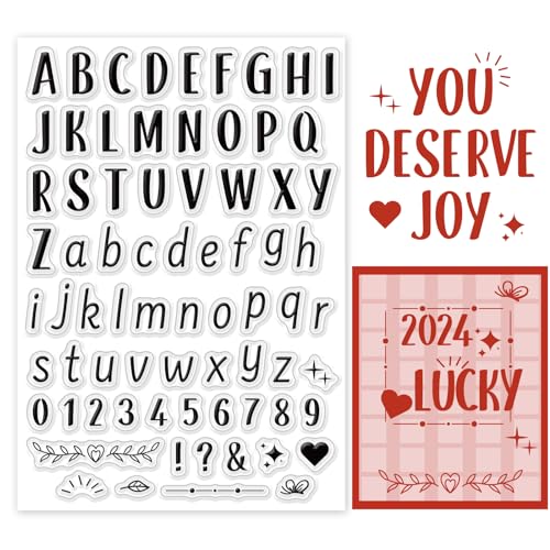 PH PandaHall Letter Clear Stamps Alphabets A-Z Transparent Stamps Number Silicone Stamp Rubber Stamp for Christmas New Year Cards Making Journaling Photo Album Scrapbooking