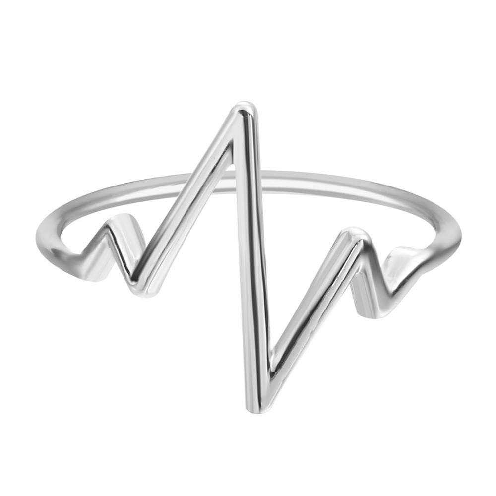 OtherECG Heartbeat Heart Ring - Silver