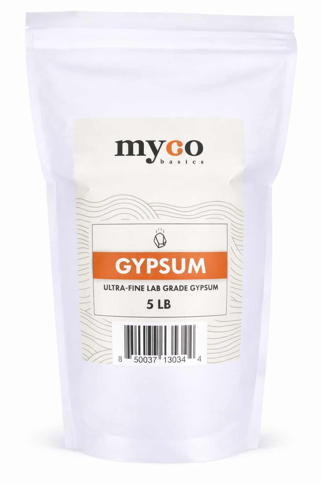 (1.0-20.0 lbs) Mycology Basics - Bulk Ultra-Fine Lab Grade Gypsum for Mushrooms, Food Grade, No Additives - Packaged in HEPA filtrated Enclosure for Sterility (5.0 lbs)