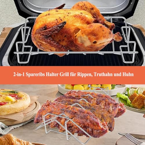HAIWILL Spareribs - Soporte para barbacoa para Ninja Woodfire OG850EU OG901EU en forma de V, soporte para pollo compatible con Ninja Woodfire Pro XL y la mayoría de las barbacoas ahumadoras, para - imagen 4