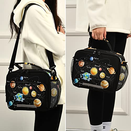 Space Galaxy Kids Lunch Bags Solar System Planets Lunch Box Insulated Cooler Bag Reusable Organizer Tote Bags With Adjustable Shoulder Strap For Girls Boys Women Men School Work Picnic Beach Sporting #TOP4