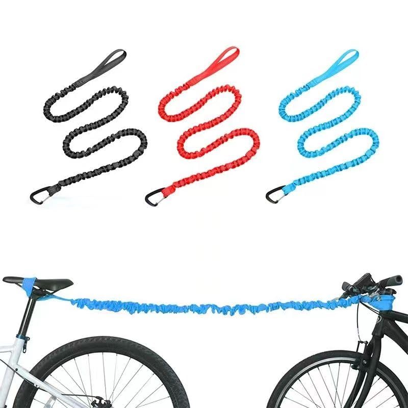 Corde De Remorquage élastique Pour Vélo Enfant, Sangle 1,7 M Extensible à 3 M, Charge Max 225 Kg, Avec Mousqueton Et Sac De Rangement