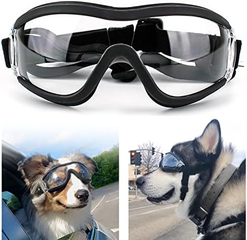 PEDOMUS Dog Sunglasses Dog Goggles Adjustable Strap for Travel Skiing and Anti-Fog Dog Snow Goggles Pet Goggles for Medium to Large Dog