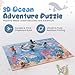 Jumbo 3D Ocean Floor Puzzle for Kids – Includes 7 Stand-Up Sea Animals - 48 pc Jumbo Jigsaw Puzzle | Educational Screen Free Activity for Toddler, Preschoolers and Kids Ages 3+ (2 x 3 Feet)