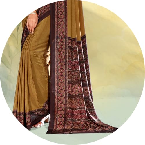 Image of Jaanvi fashion Women's Crepe Silk Saree with Unstitched Blouse Piece | Soft Lightweight Traditional Ethnic Wear Saree for Party, Wedding, Festival