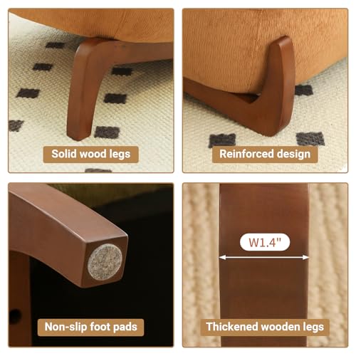 KEIKI Velvet Accent Chair with Solid Wood Legs, Armless Cute Single Seat Sofa for Living Room, Bedroom, or Reading Nook, Comfy Lounge Chair, Caramel by KEIKI - Used condition - Image 3