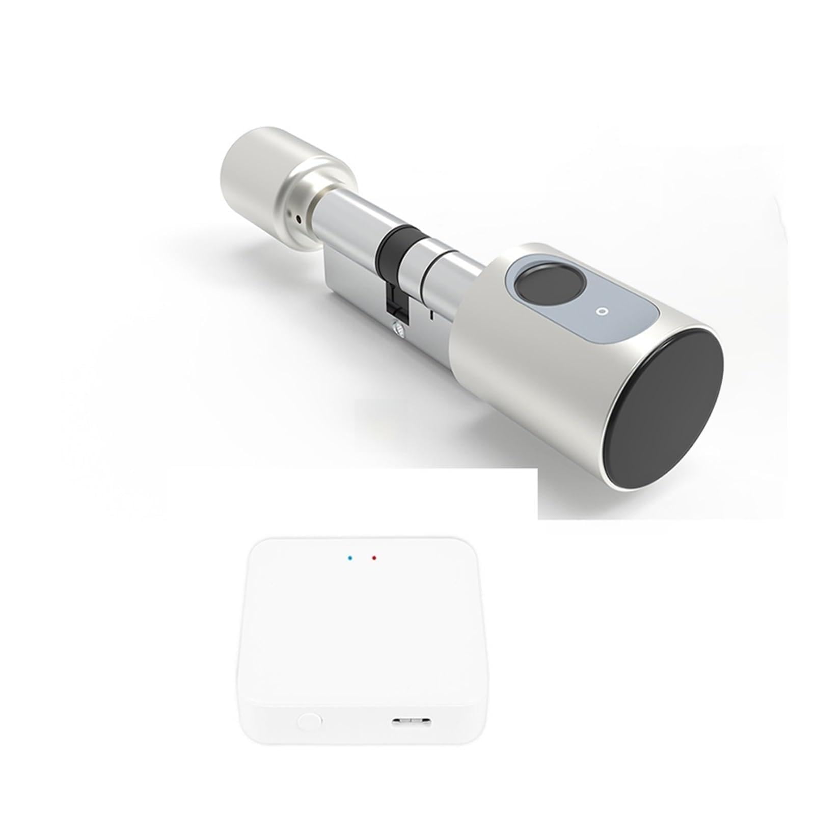 CVFRDD Smart Door Knob, Tuya APP Finrprint Lock Euro Cylinder Electronic Smart Door RFID Card Digital Keyless Entry Home Keyless Entry Door Handle(Silver with gateway,45 and 45 to 55)