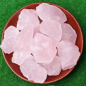 YATOJUZI Rose Quartz 1lb Bulk Natural Healing Crystals Raw Rough Rocks Stones Sets for Cabbing Tumbling Cutting Lapidary Polishing Reiki Crytsal Healing Wire Wrapping Decoration Gemstone