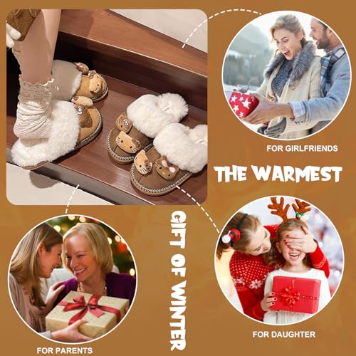 Fuzzy Slippers for Women Girls,Cute Fluffy House Shoes Warm Christmas Birthday Gift for Daughter Wife Girlfriend Bestie4