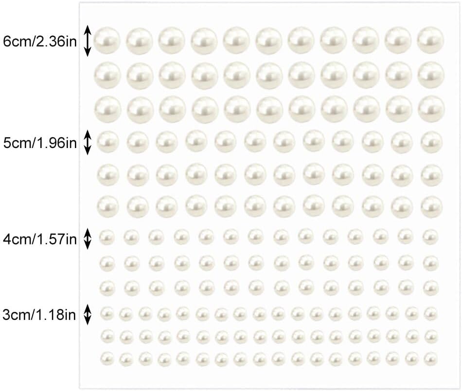 Pearl Stickers for Crafts Self Adhesive Face Pearl Sticker Gems Hair Pearls Stick On 1650 Pcs Pearls Beads for Face Makeup Earrings Nail Wedding Stickers Bridal Accessories 3mm/4mm/5mm/6mm (White)