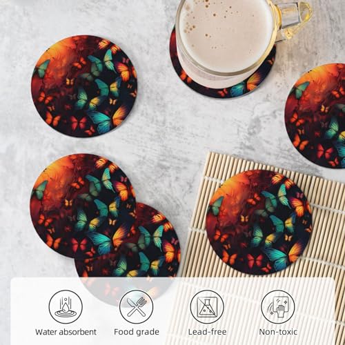 Dessous de verre papillon en céramique et liège avec support lot de 6 - 6