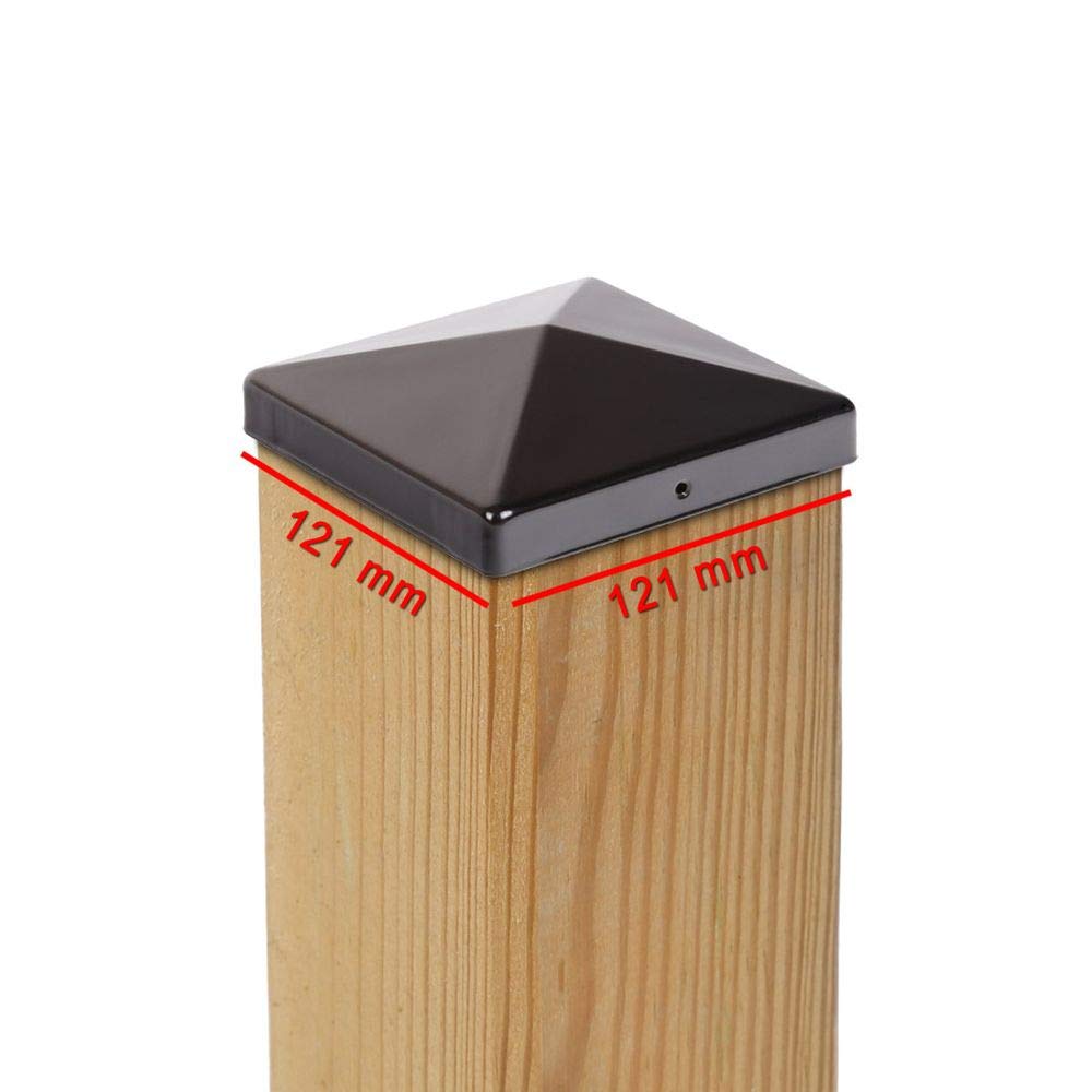 Vivagardea Black 6X Pyramid Post Caps Powder-Coated Steel 121 X 121 Mm