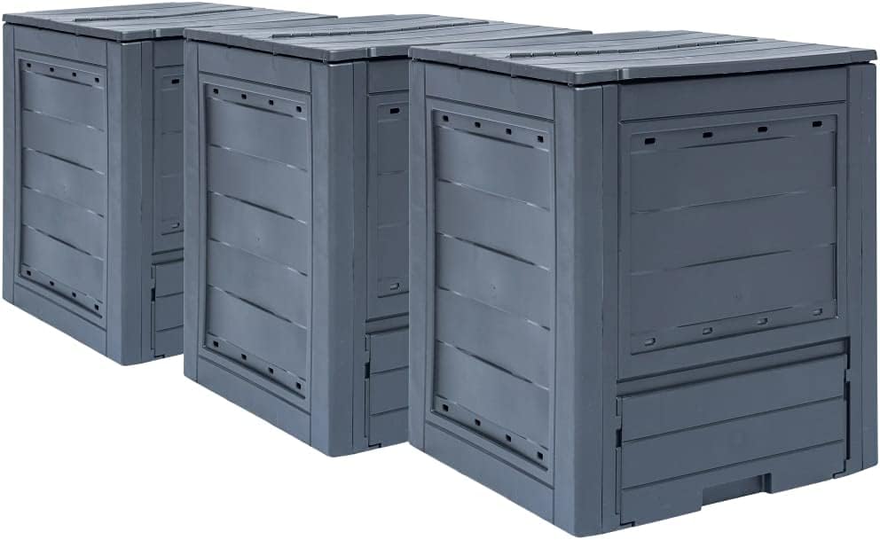 SKM Garden Composters 3 pcs Gray 23.6"x23.6"x28.7" 206.1 gal-89201026