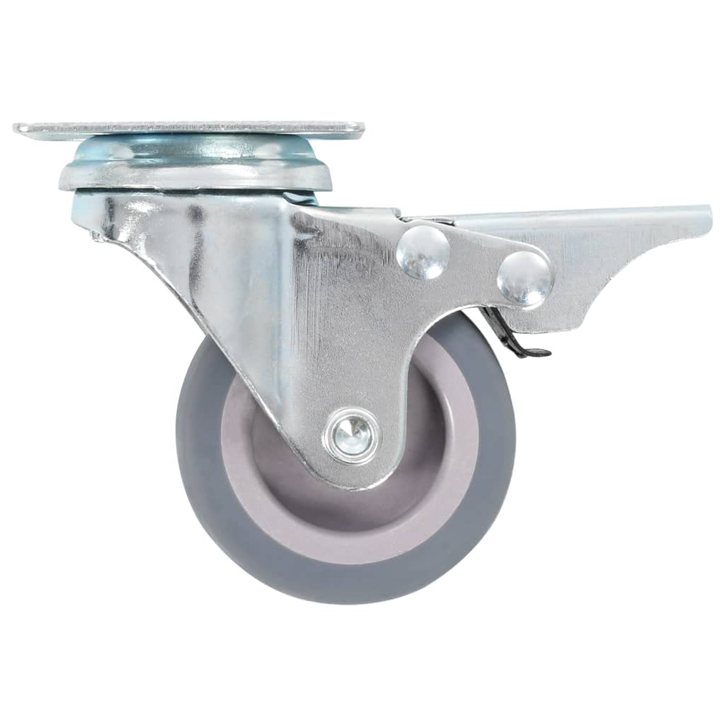 16 Stk. Lenkrollen 50 mm mit Bremse, TPR Rollen Schwerlastrollen bis 35 kg, 8 Lenkrollen und 8 mit Bremsen, Zinkbeschichteter Eisenrahmen, Leise und Bodenfreundlich