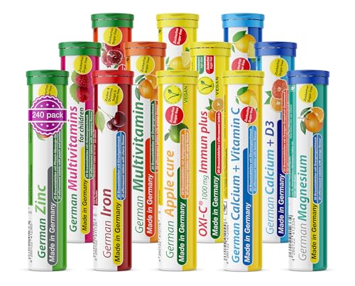 Brausetabletten Sortimentmix T&D Pharma - 12x20 = 240 German Brausetabletten - Vitamine und Mineralien in fruchtigen Geschmäckern - Made in Germany 1