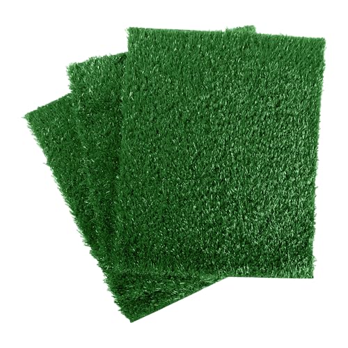 Image of Artificial Grass Puppy Pee Pad for Dogs and Small Pets - Set of Three 30x20 Inch, Reusable 3-Layer Turf Pads for Dogs - Indoor and Outdoor Fake Grass Potty Pet Supplies by PETMAKER