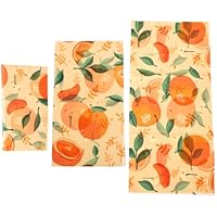 UKCOCO Pellicola Alimentare in Cera D&rsquo;api Biologica 3 Fogli Riutilizzabili Arancione Panni per Conservazione Alimenti Freschi Eco Sostenibile per Cucina e Conservazione Casa